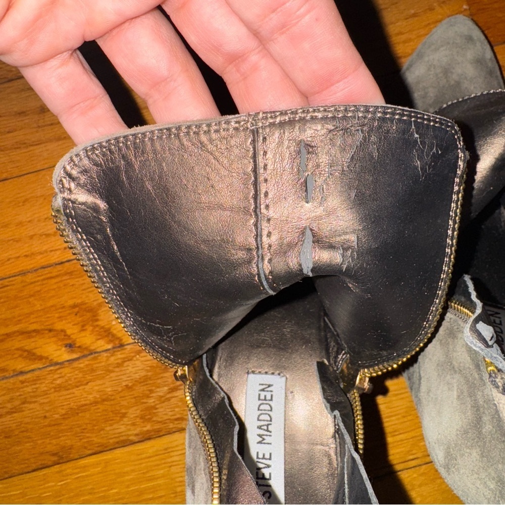 Steve Madden Jannyce Taupe Suede Leather Ankle Boots - Picture 4 of 11